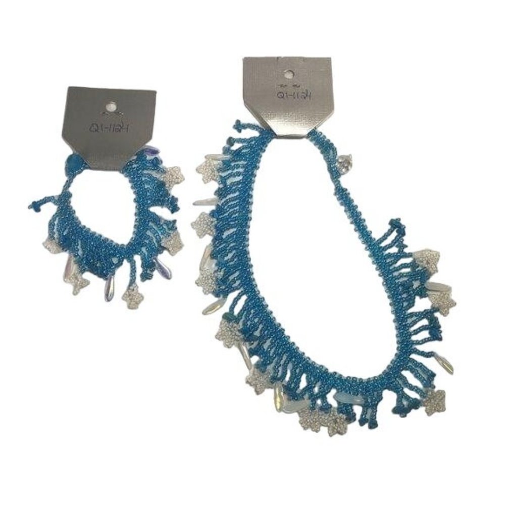 Blue Iridescent Handmade Celestial Jewelry Set
